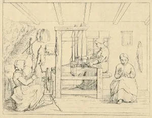 Sewing Prints: MAKING CLOTHES FOR THE BOYS IN THE ARMY, by Adalbert John Volck, American etching, 1861-63