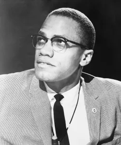 Black Power Prints: Malcolm X, militant Black Muslim civil rights leader in 1963
