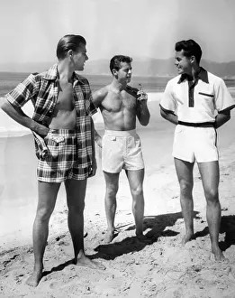 Bathing Suits Prints: Male models pose in Jantzen's 1952 men's bathing suits