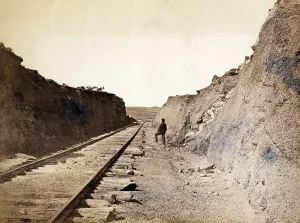 Images Dated 31st October 2008: Malloy's cut - Central Pacific railroad tracks at Malloy's cut in the Laramie Mountains