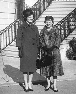 Three Quarter Sleeves Prints: Mamie Eisenhower and Jacqueline Kennedy after the future First Lady's tour of the White House
