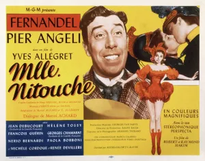 Angeli Prints: MAM'ZELLE NITOUCHE, French lobbycard, Fernandel (center), Pier Angeli (right), 1954