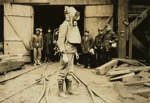 Dangerous Prints: Man equipped with Draeger Oxygen Helmet