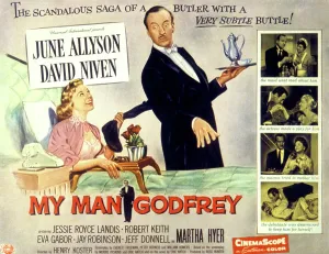 Niven Prints: MY MAN GODFREY, June Allyson, David Niven, 1957