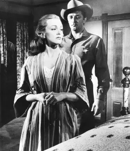 MAN WITH A GUN, Jan Sterling (front), Robert Mitchum, 1955