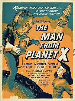Rocket Ship Prints: THE MAN FROM PLANET X, l-r: Pat Goldin, Margaret Field on poster art, 1951