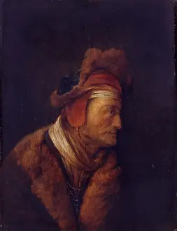 Overcoat Prints: Man in Profile with Hat and Fur Collar, by Christian Wilhelm Ernst Dietrich, ca