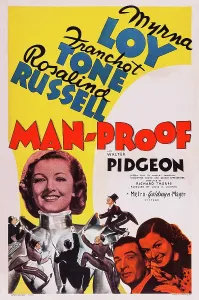 Rosalind Prints: MAN-PROOF, US poster, from left: Myrna Loy, Walter Pidgeon, Rosalind Russell, 1938