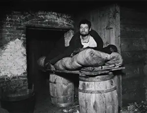 Dwellings Prints: THE MAN SLEPT IN THIS CELLER FOR FOUR YEARS, by Jacob Riis, 1890