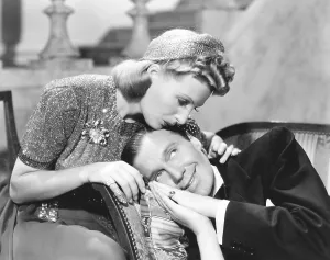 Benny Prints: MAN ABOUT TOWN, from left, Binnie Barnes, Jack Benny, 1939
