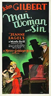 Gilbert Prints: MAN, WOMAN AND SIN, l-r: John Gilbert, Jeanne Eagels on poster art, 1927