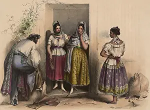 Mexico Prints: A man and three women in Puebla