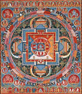 Symbolism Prints: MANDELA OF JNANADAKINI, Tibet, Buddhist, 1370-1400, painting, distemper on cotton