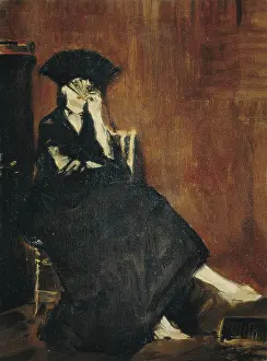 MANET, edouard (1832-1883). Berthe Morisot with a fan. 1872. Impressionism. Oil on canvas. FRANCE. Paris. Musee d'Orsay (Orsay Museum)