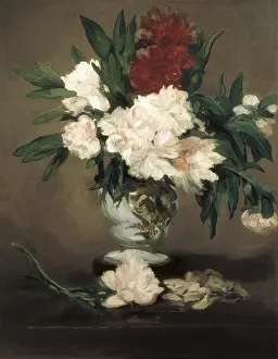 MANET, edouard (1832-1883). Peonies in a Vase. 1864. Impressionism. Oil on canvas. FRANCE. Paris. Musee d'Orsay (Orsay Museum)