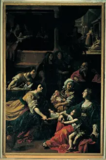 Manetti Rutilio, Birth of the Virgin, 17th Century, oil on canvas, Italy, Tuscany, Siena, S