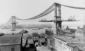 Brooklyn Prints: Manhattan Bridge under construction in 1909