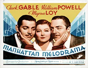 Face Prints: MANHATTAN MELODRAMA, from left, Clark Gable, Myrna Loy, William Powell, 1934