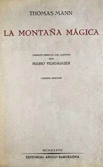 Mann Prints: MANN, Thomas (1875-1955). Cover of the 'The Magic Mountain'