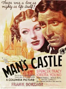 Images Dated 4th November 2013: MAN'S CASTLE, l-r: Loretta Young, Spencer Tracy on window card, 1933