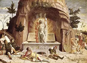 MANTEGNA, Andrea (1431-1506). The Resurrection. 1459. Renaissance art. Quattrocento. Oil on wood. FRANCE. Tours. Fine Arts Museum