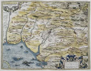 Map of Andalousie by the Spanish cosmographer Hironimus Chiaves (Jernimo de Chaves)