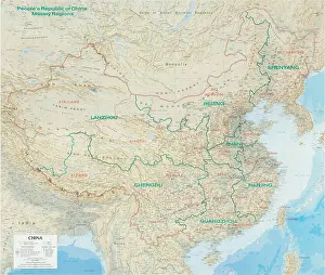 China Prints: Map of China with Chinese military command zones delineated