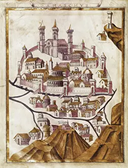 Map of Damascus (1377). "Western Manuscripts" (Fol. 134v.). Miniature Painting. FRANCE. Paris. National Library. - Iberfoto/Everett Collection (532404)**US SALES ONLY**