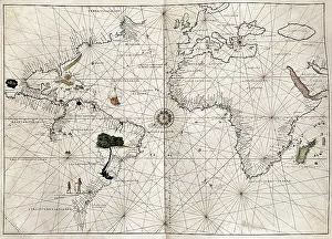 Early Modern Times Prints: Map of Europe, Africa, part of Asia and the American coast