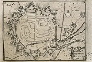 Germanic Prints: Map of Freiburg im Breisgau (17th c.). Engraving. AISA/Everett Collection**US SALES ONLY**