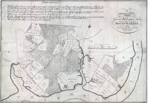 Images Dated 25th August 2009: A map of General Washington's farm of Mount Vernon from a drawing transmitted by the General