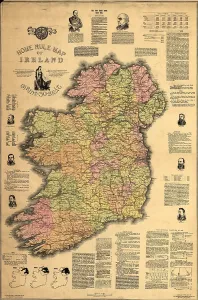 Nationalists Prints: Map of Ireland supporting the 1893 'Home Rule' bill then under consideration by British Parliament
