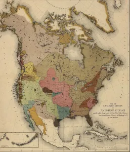 Us West Prints: Map of linguistic stocks of American Indians by John Wesley Powell