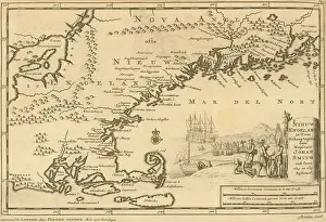 Coastline Prints: Map of New England from Penobscot Bay in Maine to Narragansett Bay in present-day Rhode Island