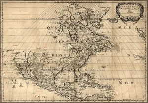 Antique Prints: Map of North America continent showing extent of exploration in 1650