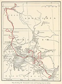 Lcgr1705 Prints: Map of the route of the Smithsonian-Roosevelt African Expedition, May 1909-March 1910