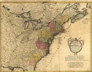 New England Prints: Map showing the newly independent United States in 1784 following the 1783 Treaty of Paris