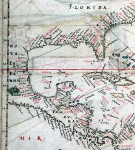 Gulf Of Mexico Prints: Map of Spanish Americas, featuring New Spain