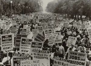 Marchers Prints: March on Washington. African Americans carrying signs for equal rights