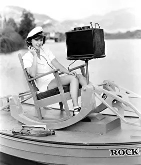 Movpor11 Prints: Margaret Lindsay making a ship-to-shore call, ca. mid-1930s