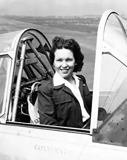 Mcgrath Prints: Margaret (Mickey) McGrath, former WASP in the cockpit of an XAT-6E trainer aircraft