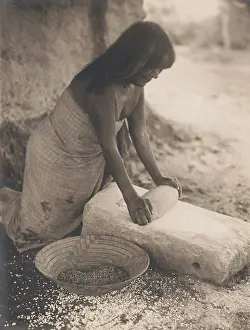 Working Prints: MARICOPA WOMAN MEALING, 1907, by Edward S
