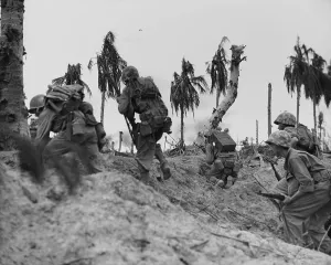 Beaches Prints: Marines crossing the beach and on the initial landing Ngedbus Island