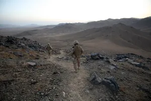 Images Dated 16th March 2011: The Marines on patrol outside Now Zad Helmand Province Afghanistan which was taken over by Taliban