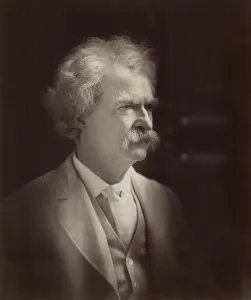 Novelist Prints: Mark Twain (aka Samuel Clemens), portrait taken 1907, in his early 70s. Photo by A. F