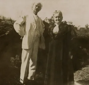 Novelist Prints: Mark Twain (aka Samuel Clemens), with Anna Laura (Elizabeth) Hawkins Frazer, c. 1902-1908