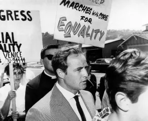 Protest Prints: Marlon Brando marches with CORE picketers against segregated housing in Torrance