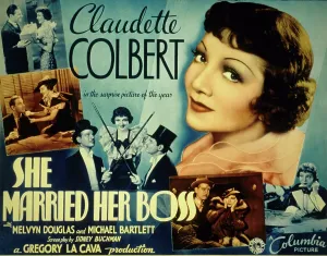 Claudette Prints: SHE MARRIED HER BOSS, Claudette Colbert, Melvyn Douglas, Michael Bartlett, 1935