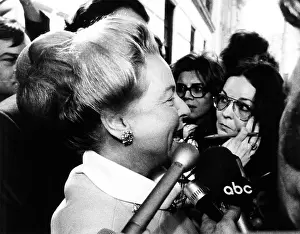 Candid Portrait Prints: Martha Mitchell talks to the press outside her New York apartment on May 3