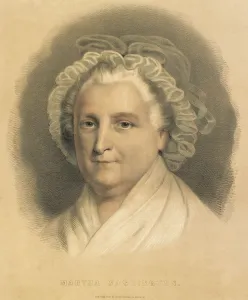 Lcgr1216 Prints: Martha Washington, with gray hair, wearing a bonnet and a shawl